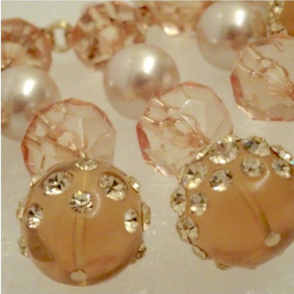 KATE SPADE Massive Runway Crystal Ball Pearl Drippy Fringe Necklace Bib Collar - Picture 4 of 4